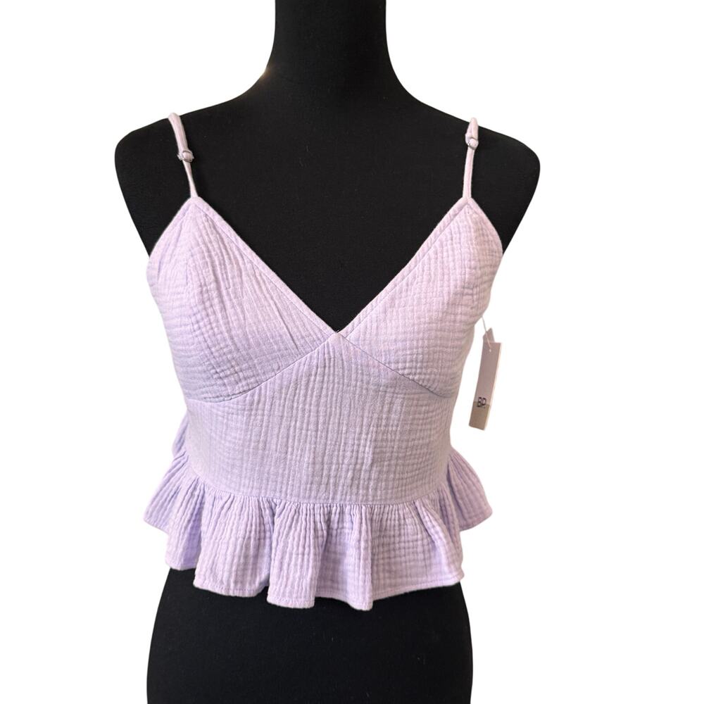 New BP. NORDSTROM Purple Sleeveless Smocked Back Peplum Camisole Top Size S